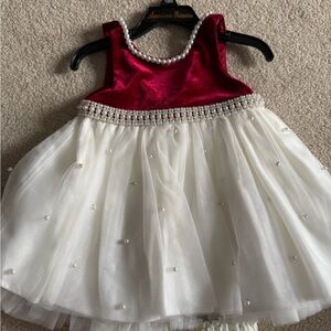 American Princess Burgundy and Ivory Dress with Pearl Details